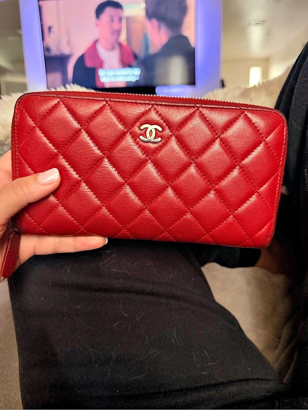 Chanel Double Flap Wallet on Chain Quilted Red